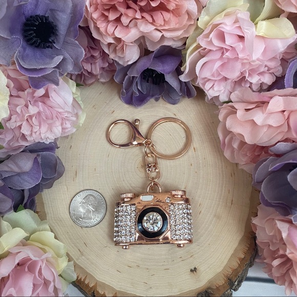 Crystal and Gold Camera Keychain Charm - Picture 11 of 12